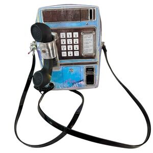 Betsey Johnson Call A Friend Payphone Crossbody Bag Iridescent Retro Y2K VTG